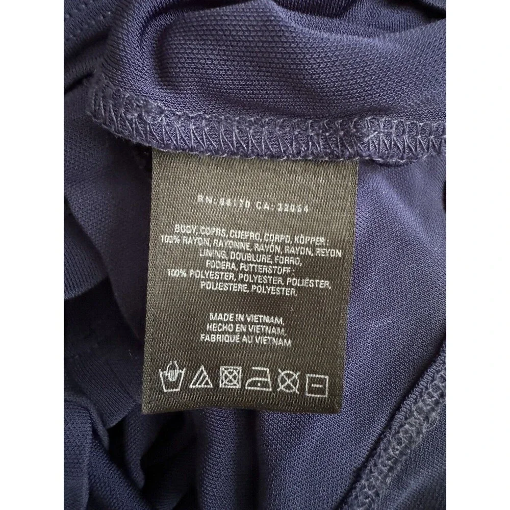 Anthropologie Maeve Blue Yuma Maxi Dress Slinky Rayon Pockets Side Zip Size 2 - Picture 11 of 11